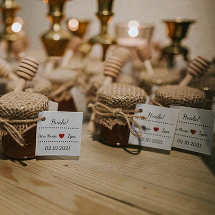 Vjenčani poklon zahvalnica od jute s medom 25 ml