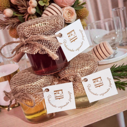 Vjenčani poklon zahvalnica od jute s medom 40 ml